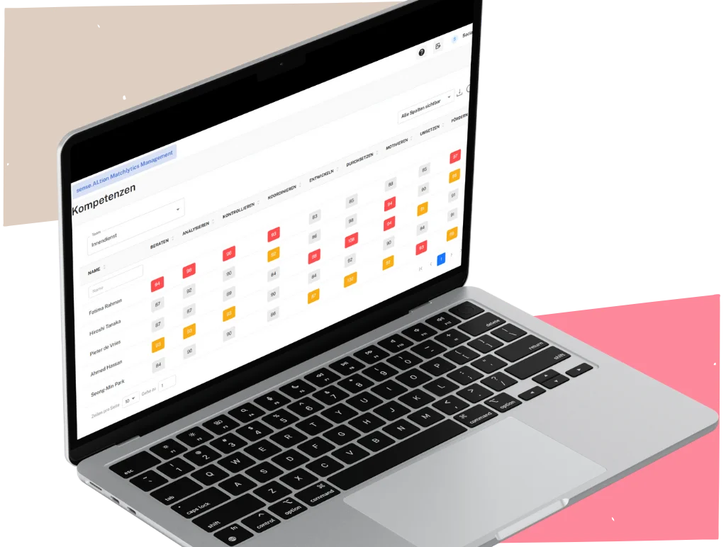 MatchLytics Management erstellt eine Kompetenzmatrix und verdeutlicht die verschiedenen Kompetenzen des Teams